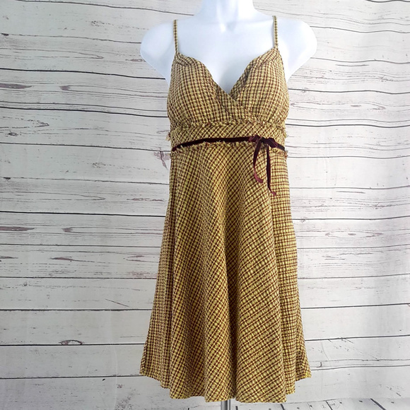 Free People Dresses & Skirts - Free People red yellow plaid spaghetti strap dress